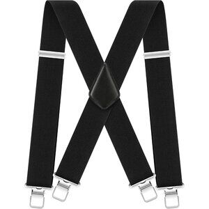 Mens Heavy Duty Suspenders with Strong Clips Elastic Y Back Braces 2 Inch